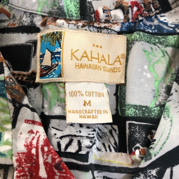 Kahala boys vintage Christmas Hawaiian button shirt M - Picture 3 of 9